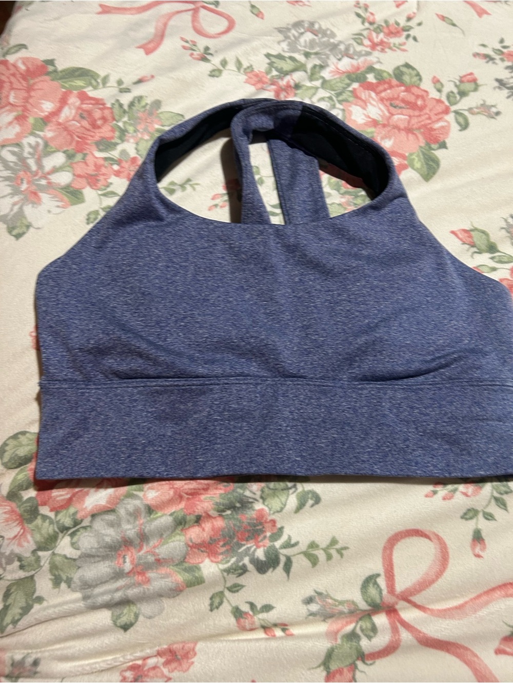 GAP Blue Heather High-Neck Racerback Sports Bra